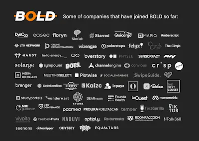 An overview of company logo's that have joined the BOLD community so far
