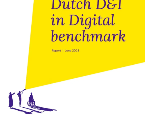 Cover to The 2023 edition of the Dutch D&I in Digital benchmark report