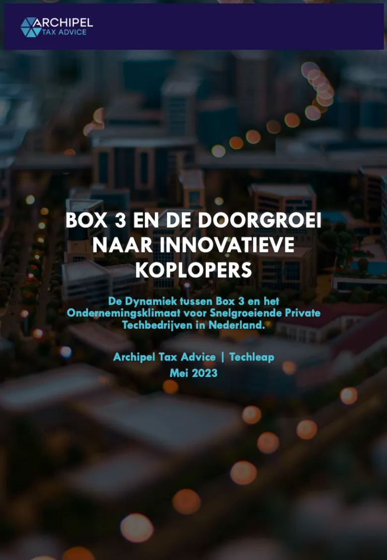 (In Dutch) Cover image to "De impact van box-3 op het Nederlandse tech ecosysteem"